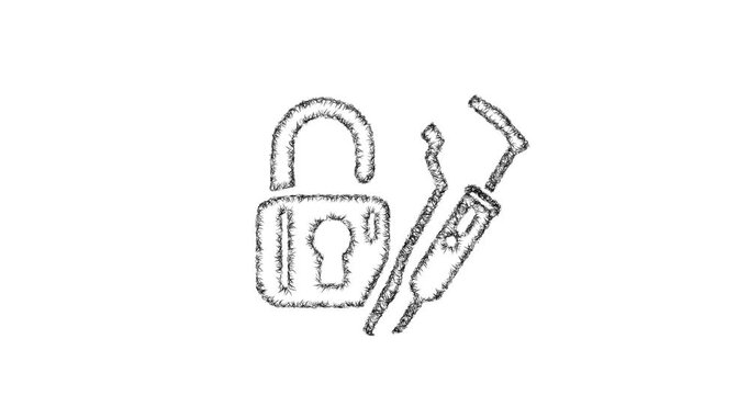 Sketch lockpicking icon animation - smooth progressive reveal