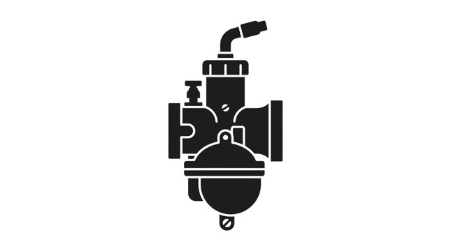 Black silhouette of a motorcycle carburetor unit.