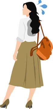 背中の汗が気になる女性のイラスト