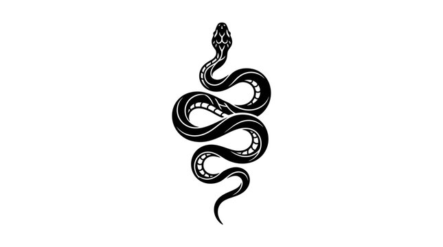 Black snake silhouette vector icon isolated on white background.