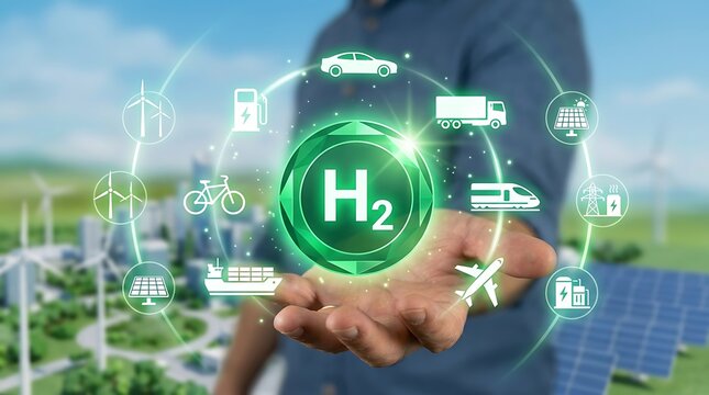 Hydrogen energy technology concept icon