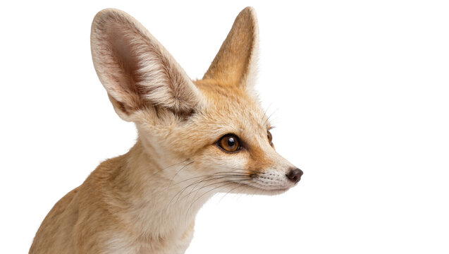 Fennec fox with large ears, isolated on transparent background