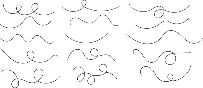 curved and spiral line vector icon set. looping trajectory, wave, and directional arrow symbols