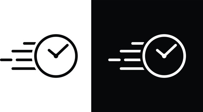 quick time vector icon set. Fast time, speed, stopwatch, and timer symbols for modern performance tracking and efficiency