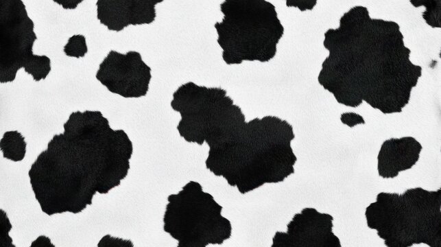 Detailed close-up of a black and white cow skin pattern showcasing elegant textures and striking contrasts in natural lighting