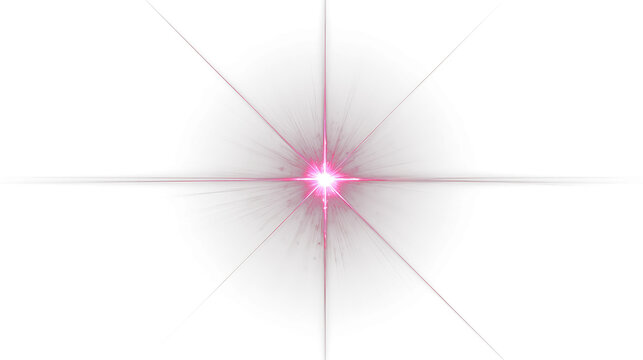 Radiant pink starburst with sharp glowing light streaks emanating from center for design projects isolated on transparent background
