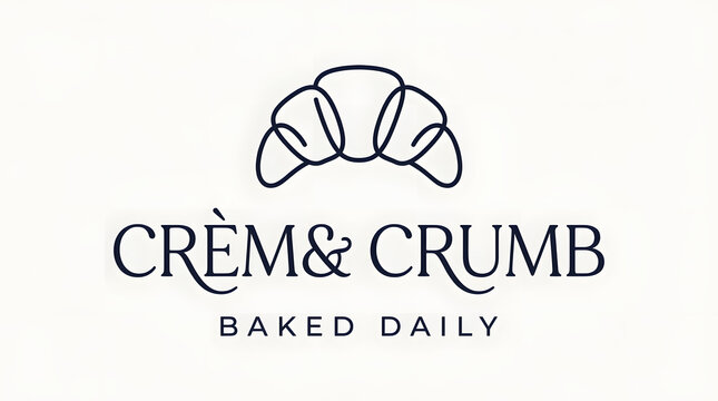 Minimalist bakery logo design with croissant line art and sans serif text