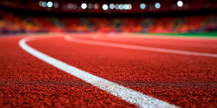 Red runway for running in the stadium