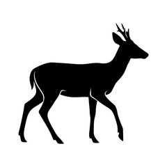 Fototapeta premium Deer silhouette standing vector illustration, Deer silhouette illustration
