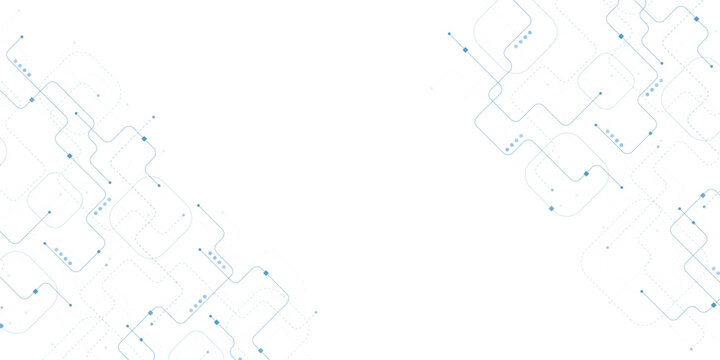 Abstract technology background with blue circuit lines, digital network connection pattern, futuristic data communication vector