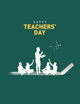 Happy Teacher's day concept vector illustration background. Creative teacher's day vector education concept.	