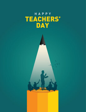 Happy Teacher's day concept vector illustration background. Creative teacher's day vector education concept.	
