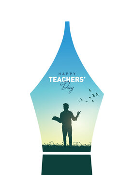 Happy Teacher's day concept vector illustration background. Creative teacher's day vector education concept.	