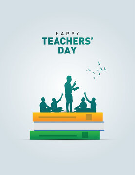 Happy Teacher's day concept vector illustration background. Creative teacher's day vector education concept.	