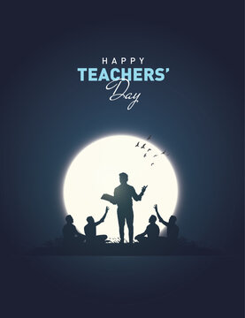 Happy Teacher's day concept vector illustration background. Creative teacher's day vector education concept.	