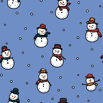 snowman seamless pattern