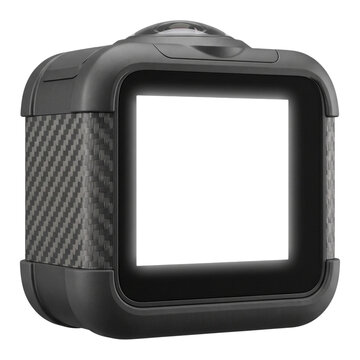 Realistic 3D Action Camera Frame Mockup with Transparent Screen Isolated PNG