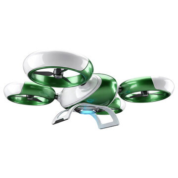 Futuristic 3D Agricultural Drone Spraying Water for Smart Farming Isolated PNG