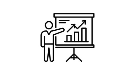 Obraz premium Business Presentation with Growing Graph on Whiteboard - Isolated Icon