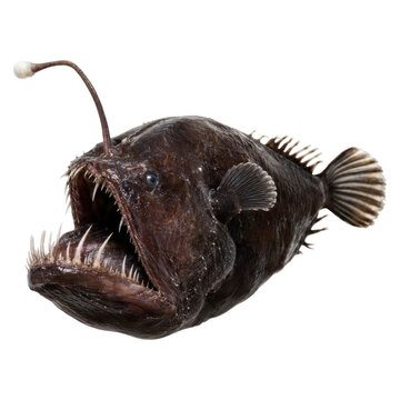 Realistic Isolated Angler Fish on Transparent Background