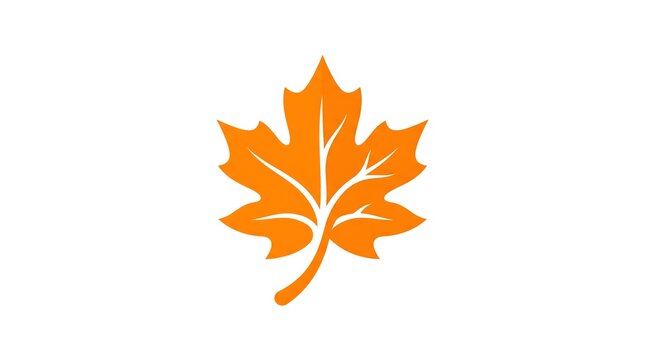 An autumn orange maple leaf icon isolated on a solid white background, flat vector illustration.