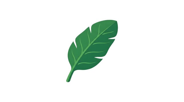 Simple vector illustration of a green tropical leaf or banana leaf isolated on a white background