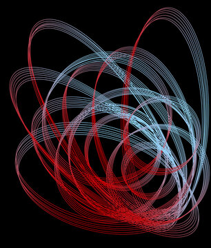 Red And Blue Circling Waves Of Energy