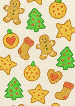 Festive gingerbread holiday wallpaper.