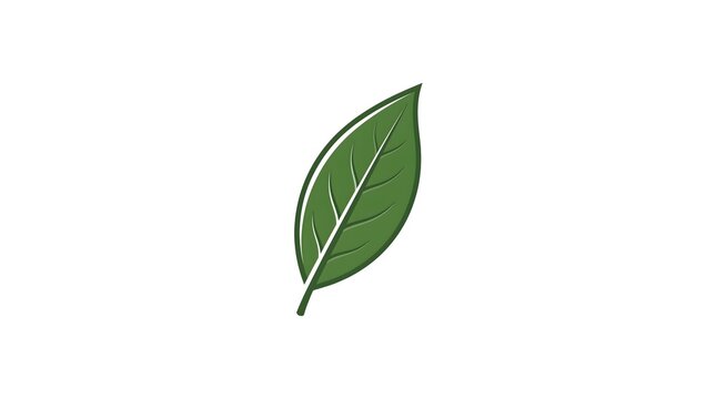 A single green leaf vector illustration isolated on a clean white background, representing nature, growth, and environment