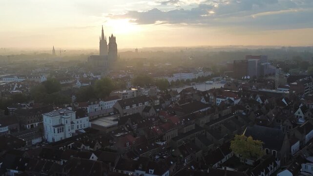 Bruges Sunset Skyline