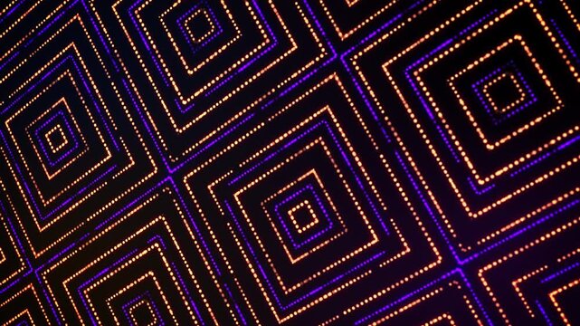 Animated grid of glowing neon shapes