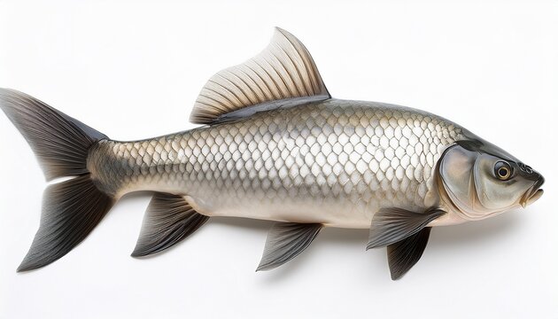 The Prussian Carp Silver Prussian Carp Or Gibel Carp Isolated On A White Background