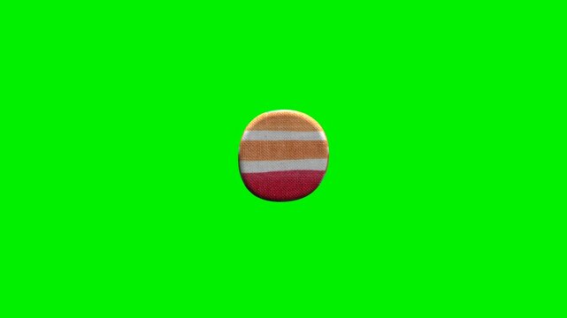 Fabric striped period dot punctuation mark on green screen background