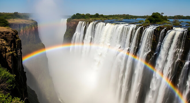 dramatic victoria falls zimbabwe zambia rainbow mist