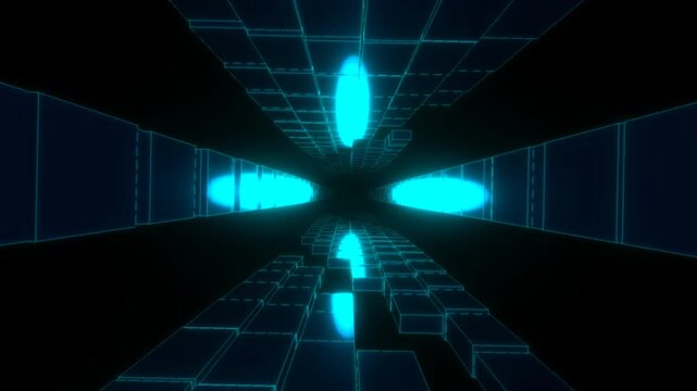 Futuristic Cyber Tunnel Motion Graphics Background
