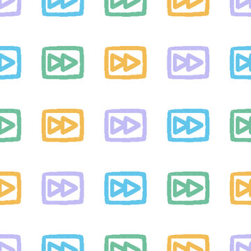 Fast Forward Icons Doodle Seamless Pattern