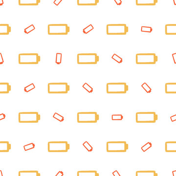 Battery Doodle Seamless Pattern
