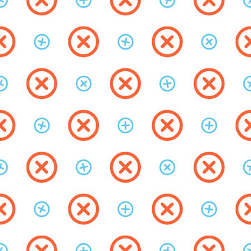 Red X and Blue Plus Symbol Seamless Pattern