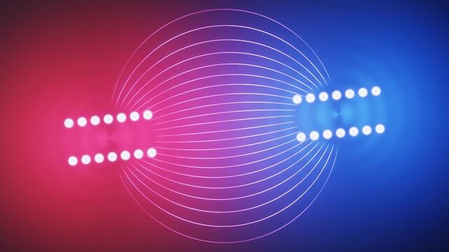 Coupled Resonant Coils Exchanging Energy Through A Shared Magnetic Flux Bridge Seamless Loop in vibrant indigo tones