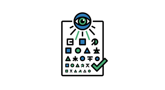 Eye examination chart icon with diverse visual symbols.