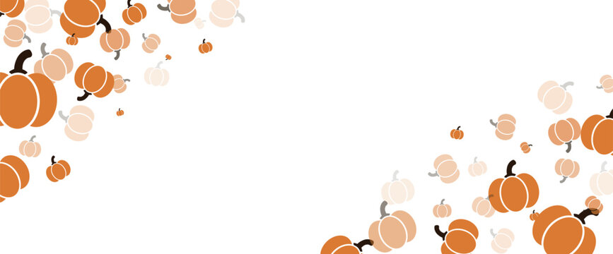 Corner vector autumn pumpkin design elements isolated on transparent background.