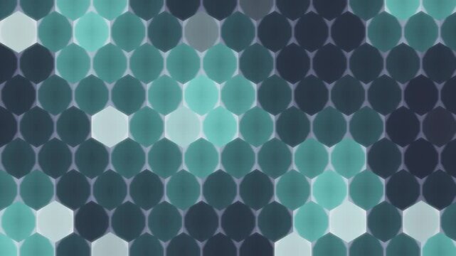 Glowing hexagonal tech grid pulsing honeycomb energy cells seamless loop in subtle teal tones