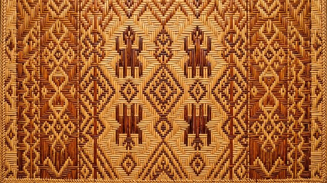 Traditional Handwoven Bamboo Pattern with Geometric Motifs