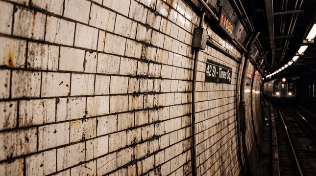 Subway Tunnel and Tiled Wall in New York City