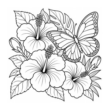 Butterfly Garden Coloring Page for Adults