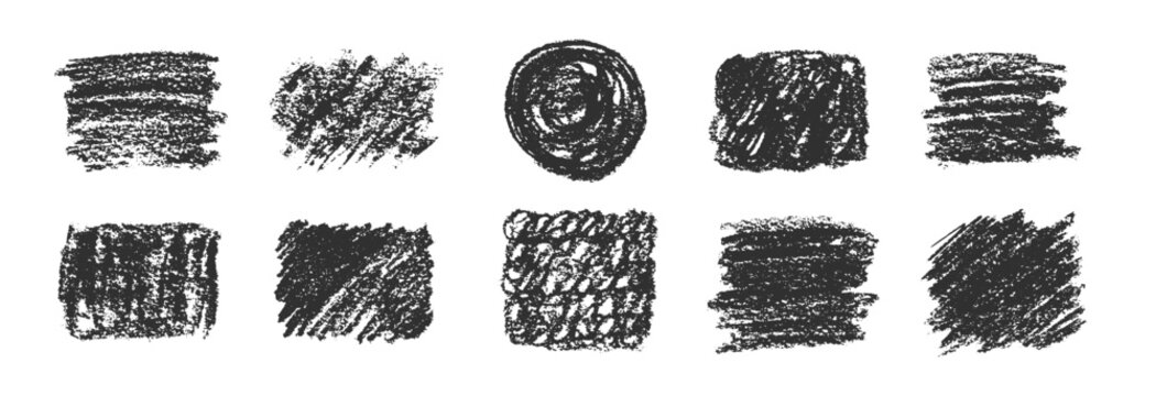 Textured mess and stains with black crayon, hand-drawn doodles, and sketchy underlines create playful emphasis marks, ink effects, and creative scribbles for artistic backgrounds. Vector illustration.