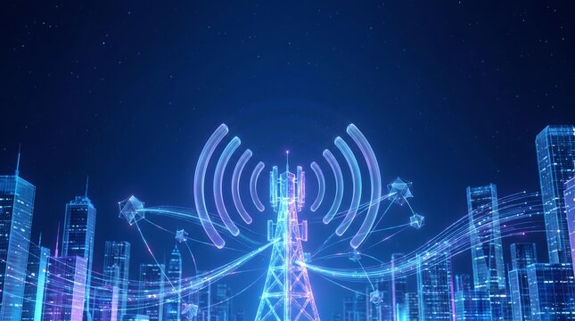Futuristic 5G Network Technology Concept with High Speed Digital Connectivity and Data Signals
