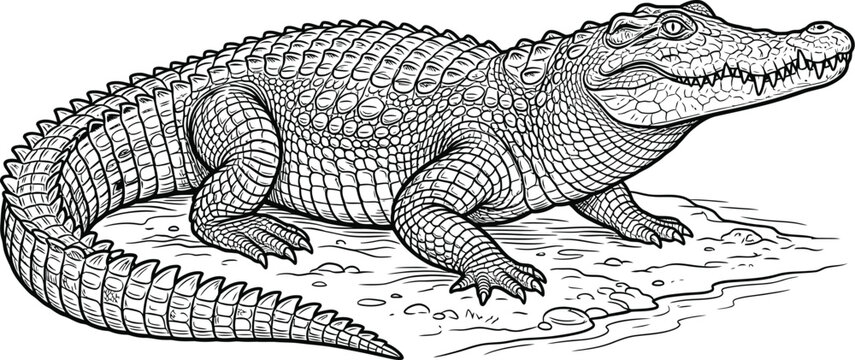 hand drawn alligator