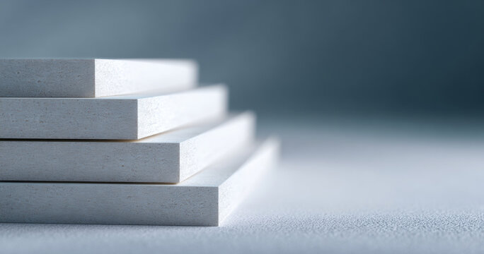 Stacked white rectangular blocks closeup