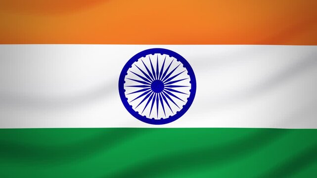 Flag of India waving in a hanging banner, filling the frame, daylight &mdash; seamless 4K loop background